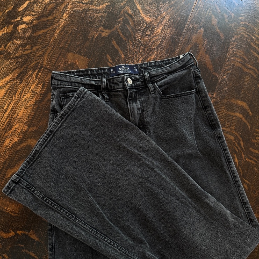 Hollister wide leg faded black jeans